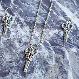 Scissor necklace and earring set